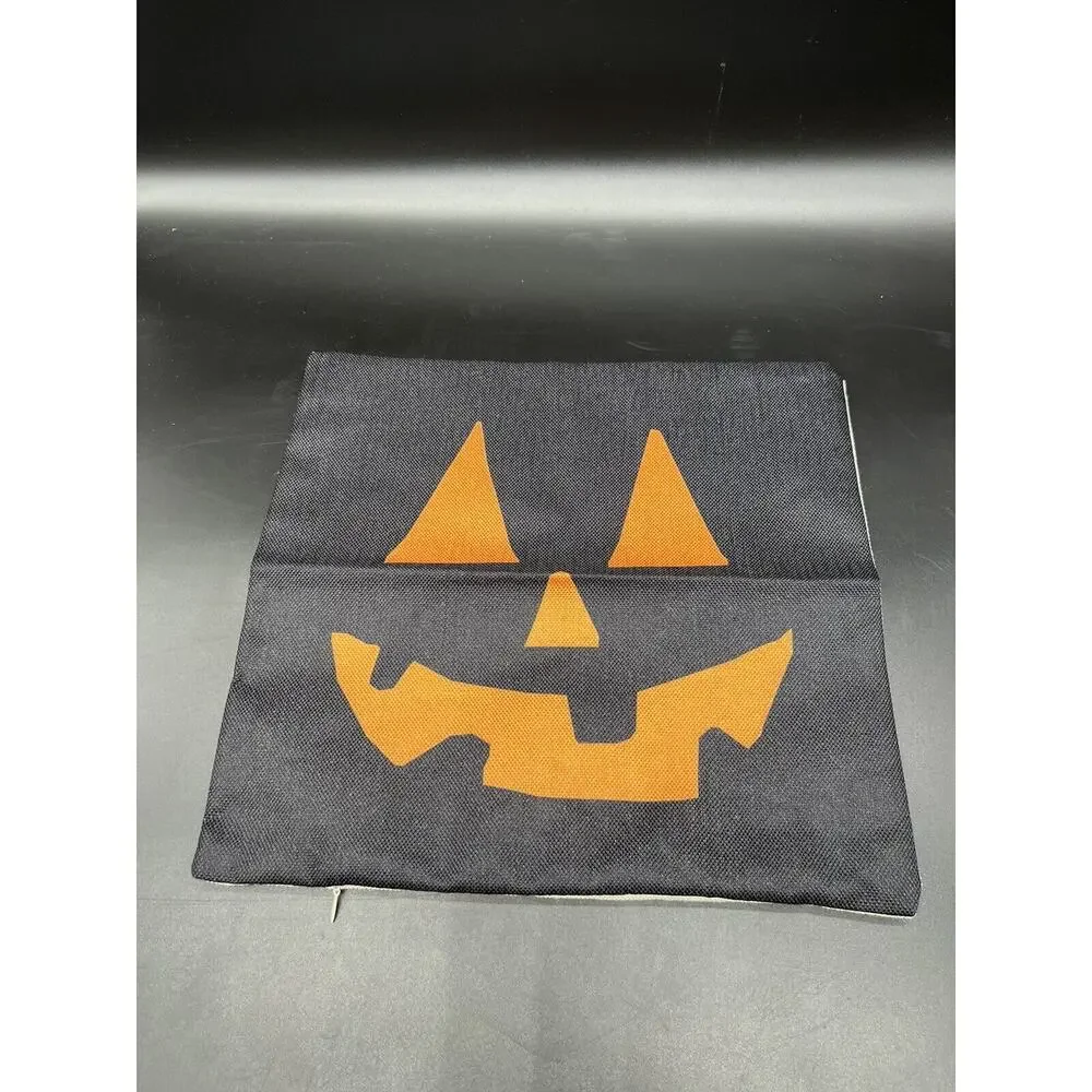 Halloween Pillow Case Covers 12x12 Set of 4 Decorative Jack O'Lantern Witch